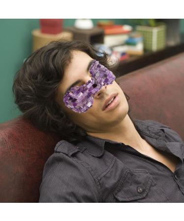 FRCOLOR Jade Eye Mask - Cooling Gel Eye Cover & Blackout Blindfold for Sleep | Reusable Silk Eye Mask for Bedtime & Office - Amethyst Purple 19.2x7.5cm - Buy Online on GoSupps.com