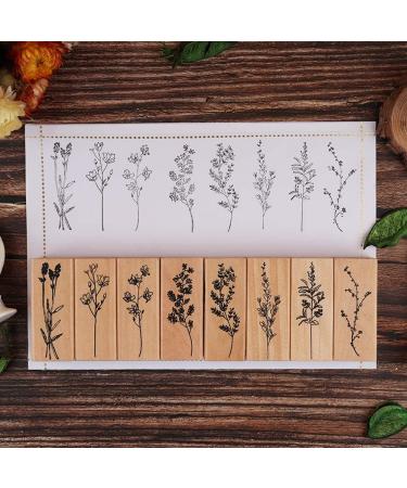 Dizdkizd 8-Piece Plant and Flower Wooden Rubber Stamp Set for DIY Crafts and Scrapbooking - Buy Online on GoSupps.com