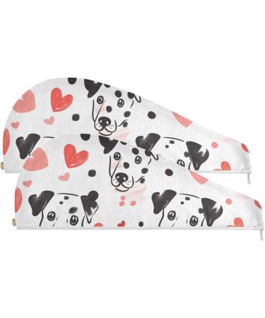 Love Dalmatian Hair Towel 2 Pack | Super Absorbent Quick Dry Hair Turbans for Women & Girls - Must-Have Hair Drying Accessory - Buy Online on GoSupps.com