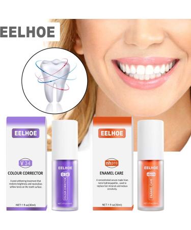 V34 Color Corrector Teeth Whitening Toothpaste - Sensitive Enamel Care & Intensive Stain Removal - 2 Pieces (60ml) & 1 Pack (30ml) - Double Care for a Bright Smile - Buy Online on GoSupps.com