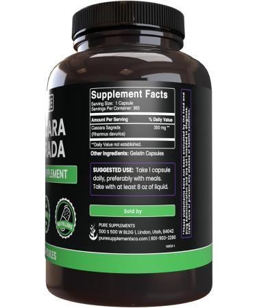 Pure Original Ingredients Cascara Sagrada (365 Capsules) No Magnesium Or Rice Fillers Always Pure Lab Verified - Buy Online on GoSupps.com