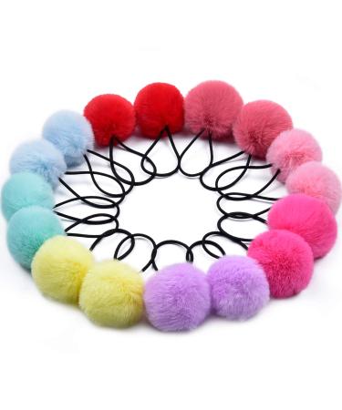 Pom Pom Hair Ties,MORGLES 16pcs Pom Pom Elastic Hair Ties Hair Pom Poms Fluffy Ponytail Holders PomPom Hair Band for Girls Toddlers Pigtail,8 Colors/2 inches - Buy Online on GoSupps.com