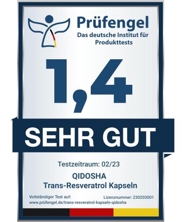 Qidosha Resveratrol Capsules - High-Dose 500mg with Piperine for Maximum Bioavailability | 60 Capsules - Highly Rated by German Product Test Institute - Buy Online on GoSupps.com