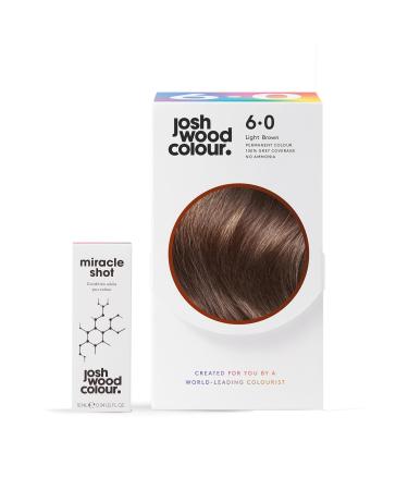 Josh Wood Colour Miracle Kit 6.0 62% LESS BREAKAGE 2.7 TIMES STRONGER HAIR 38% LESS COLOUR FADE Covers 100% of grey Ammonia free - 6.0 Light Brown Miracle Shot