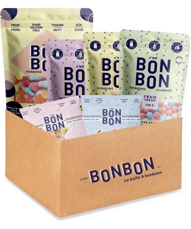 c'est BON BON - Irresistible Sour Gummy Assortment - Gluten-Free Treats for Sharing - A Mix of Sour Flavors and Freshness - Quality and Variety - Crafted for all Sweets Lovers - Pack of 6 Bags - Buy Online on GoSupps.com