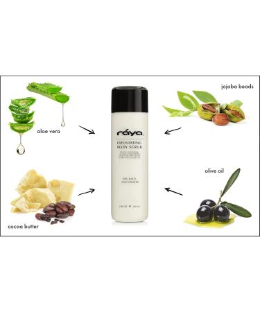 RAYA Exfoliating Body Scrub 8 oz - Natural Loofah & Essential Oils | Smooths Skin & Reduces Ingrown Hairs | Best Exfoliant for All Skin Types - Buy Online on GoSupps.com