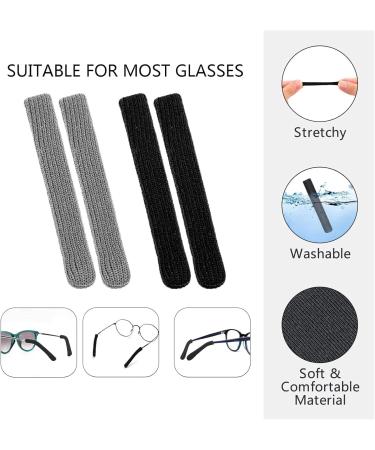 Xinsuo 4 Pairs Soft Cotton Glasses Ear Pads | Non-Slip & Elastic Comfort Accessories for Glasses & Sunglasses (Gray/Black) - Buy Online on GoSupps.com
