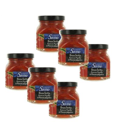 Set of 6 Bruschetta Piquillo Peppers Les Saveurs de Savino 140 g Jar