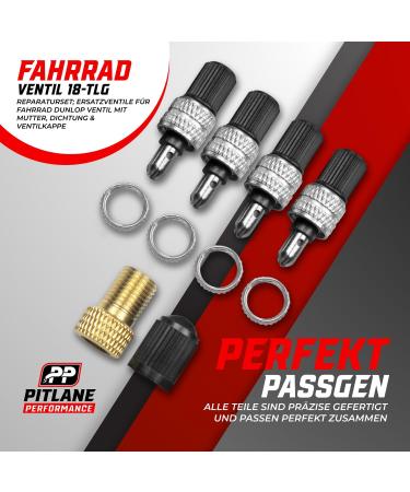 Pitlane Performance Bicycle Valve Repair Set - 20 PC Lightning Dunlop Replacement with Caps & Free Presta-Schrader Adapter - International Shipping - Buy Online on GoSupps.com