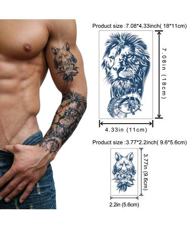 Semi-Permanent Tattoos for Women - 18 Sheets Large Flower Rose Sunflower Deer Wolf Dark Blue Fake Tattoos + 14 Sheets Small Tattoo for Men, Kids - Waterproof Temporary Stickers Lasting 1-2 Weeks - Buy Online on GoSupps.com