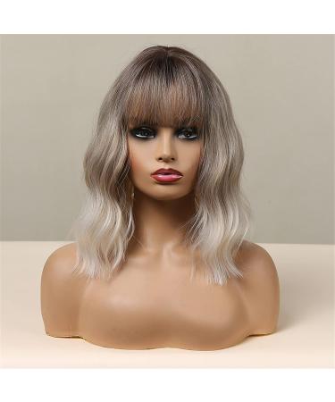 Blonde Wavy Bob Wig 14 with Air Bangs - Heat Resistant Synthetic Shoulder Length Wig for Women - Perfect for Cosplay & Daily Use (#2) - Buy Online on GoSupps.com