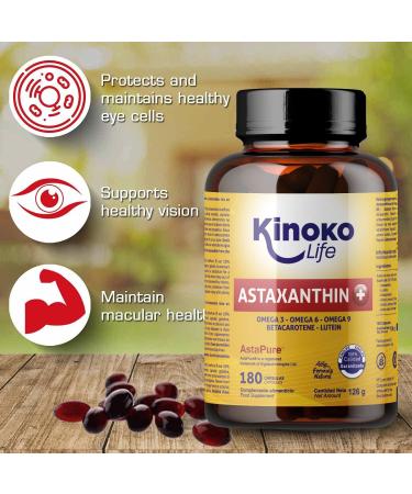 Astaxanthin Plus 4mg Softgels - 180 Capsules | Natural Antioxidant with Lutein Omega 369 & Beta-Carotene | Gluten-Free & Non-GMO | Astapure Quality - Buy Online on GoSupps.com