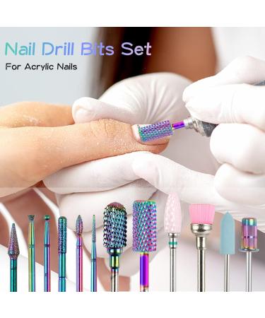 Nail Drill Bits Set - 11pcs Ceramic Tungsten Carbide & Diamond Cuticle Electric File Bits for Acrylic Nails with 75pcs Nail Sanding Bands - Manicure and Pedicure Tools - Buy Online on GoSupps.com