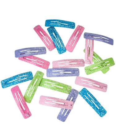 20 Glitter Hair Clips for Girls - Rectangular 3.9cm with Pink Storage Box | Stylish Hair Accessories - Buy Online on GoSupps.com