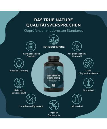 True Nature Glucosamine Chondroitin High-Dose - 360 Capsules (6-Month Supply) with Vitamin C - Pharmaceutical Quality Made in Germany - Buy Online on GoSupps.com