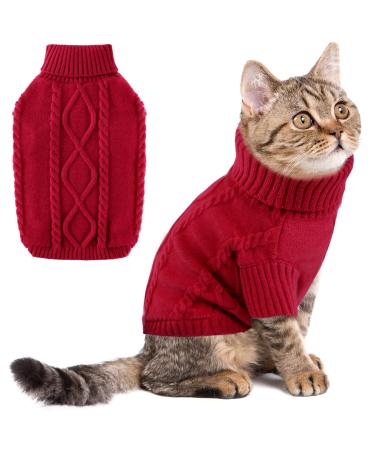Pet cat dog sweater winter warm knitting sweater cat sweater clothing pet mantle puppy sweater for small dogs pomeranian chihuahua bulldog dachshund mops yorkie red m m red red - Buy Online on GoSupps.com