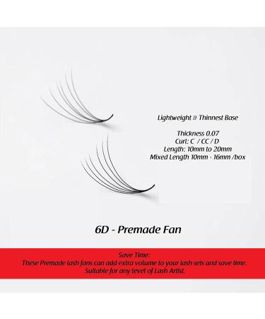 Premium Premade Fan Eyelashes Mixed Length Pack - 6D to 14D | C/CC/D Curl 8-20mm | 0.03/0.05/0.07 Thickness | Wispy Loose Eyelash Extensions - Buy Online on GoSupps.com