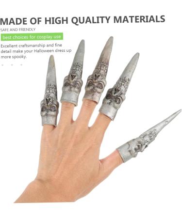 DIKACA Skeleton Fingers Vampire Finger Vampire Costume 5pcs False Nail Set Makeup Plastic Manicure Prom Props Halloween Finger Tips Witch Cosplay Finger Tips As Shown 4 9.5x2.5cm - Buy Online on GoSupps.com