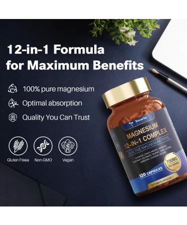 Totaria Magnesium Complex 700mg 12 in 1 Magnesium Supplement with Glycinate Citrate Malate Oxide Taurate Aspartate Orotate Magnesium Relaxation Muscle Heart Support Vegan 120 Capsules 120 Count (Pack of 1) - Buy Online on GoSupps.com