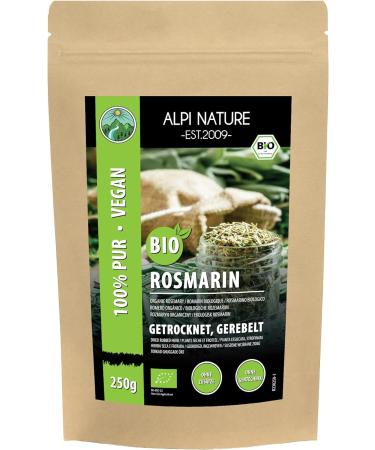 Organic dried rosemary (250g 8.8oz) from controlled organic cultivation gluten-free lactose-free laboratory-tested vegan 100% natural without additives for spice mixtures and rosemary tea 250 GR (8.8oz) - Buy Online on GoSupps.com