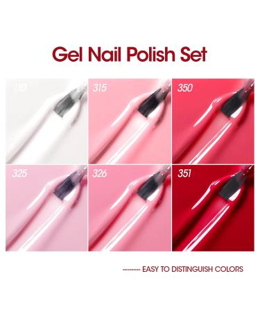 Gellen 6 Colors Red Gel Polish Set - Valentines Gift Soak Off UV Nail Art French Tip Polish - Rose Pink Jelly Gel - Buy Online on GoSupps.com