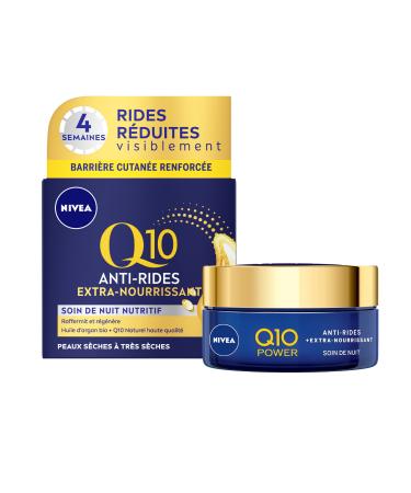 NIVEA Q10 Power Anti-Wrinkle Extra-Nourishing Night Cream (1 x 50 ml) Face Care Enriched with Organic Argan Oil & Natural Q10 Night Cream for Dry to Very Dry Skin