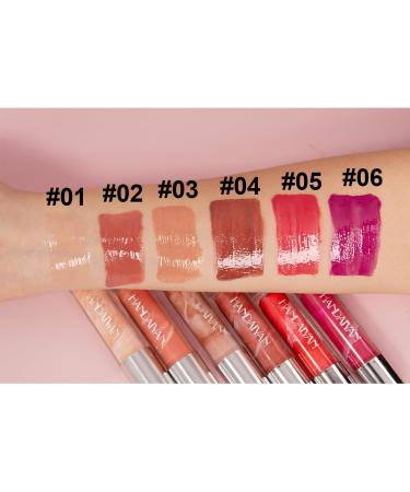 GUASDIE 6 Colors Marble Liquid Lip Gloss Moisturizing Lipstick Lip Gloss Oil Lip Gloss Kit High Gloss Lip Plumper Glass Finish Girls and Women - Buy Online on GoSupps.com