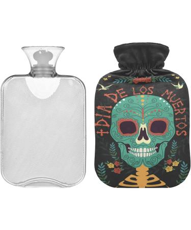 Naanle Vintage Mexican Skull Hot Water Bottle - 1L Transparent Handfoots Heating Bag for Pain Relief & Cold Therapy - Buy Online on GoSupps.com