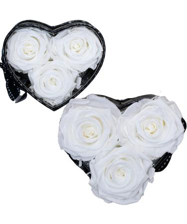 ROSEPOPS Pop-Up Three Preserved Real Roses - Three Scented Blooms Last One Year or Longer - Black Mock Croc Heart Shape Box (Marshmallow Fluff Roses) Marshmallow Fluff Black Croc - Buy Online on GoSupps.com