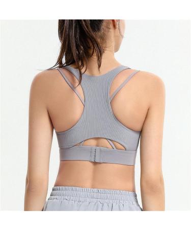 Buy RTDGCV Women's Sports Bra - Shockproof Active Yoga Vest | Blue & Gray Fitness Wear for Training - Buy Online on GoSupps.com