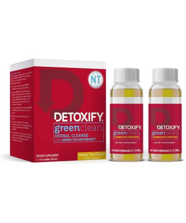 Detoxify Green Clean Herbal Cleanse - Honey Tea Flavor - 2x4oz Bottles with Burdock Root & Green Tea Extract - Buy Online on GoSupps.com