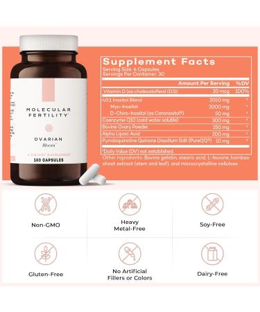 Molecular Fertility Ovarian Bloom - Doctor Formulated Fertility Supplement for Women - Egg Cell Health Ovulatory Function Reproductive Wellness - 40:1 Myo-Inositol & D-Chiro Inositol - 30 Day Supply - Buy Online on GoSupps.com