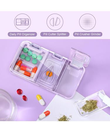Toplive Portable 3-in-1 Pill Cutter Grinder & Holder | Accurate Medication Crusher for All Pills - Perfect for Elderly Kids & Pets - Purple - Buy Online on GoSupps.com