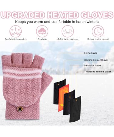 Flintronic USB Heated Gloves - Washable Heating Knit Gloves for Men & Women | Winter Warm Laptop Gloves (Full & Half Hands) - Pink #2 - Buy Online on GoSupps.com