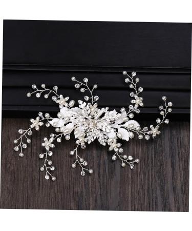 Ipetboom Silver Hair Clip Pearl Hair Accessories Diamond Headpiece Bridal Hair Clip Pearl Hair Pin Crystal Headpiece Pearl Tiara Rhinestone Barrettes Manual Flower Head Bride - Buy Online on GoSupps.com