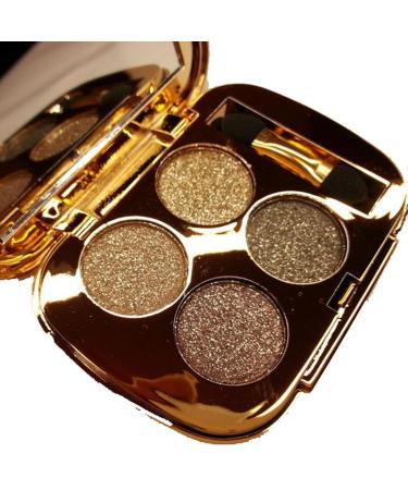 Glitter Eyeshadow Palette Makeup Set 4 Colors Shimmer Eyeshadow Palette Gold Eyeshadow Highly Pigmented Long Lasting Waterproof Sweatproof Professional Nude Eyeshadow Palette Make Up Palettes for Women Warm Natural Neutral Smokey Eye Eyeshadow Palette (7#