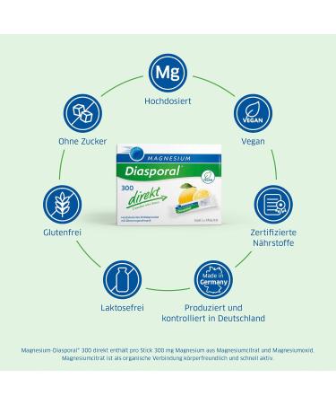  Magnesium Diasporal Diasporal Magnesium 300 Direct | 300 mg of magnesium | Sweet and fruity lemon flavor | Ideal for on-the-go | - Buy Online on GoSupps.com