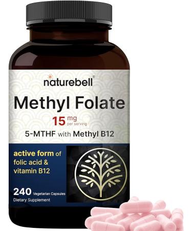 NatureBell L Methylfolate 15mg, 240 Veggie Capsules | 5-MTHF with Methyl B12 1,000mcg | High Potency Dual Action for Energy & Cognitive Support, Active Folic Acid – Methyl Folate Supplement - Buy Online on GoSupps.com