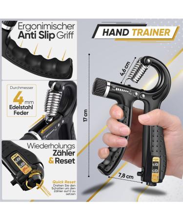 Straboss Hand Trainer Set | Adjustable Grip & Finger Strength Trainer for Forearm & Hand Fitness - 2x Black - Buy Online on GoSupps.com