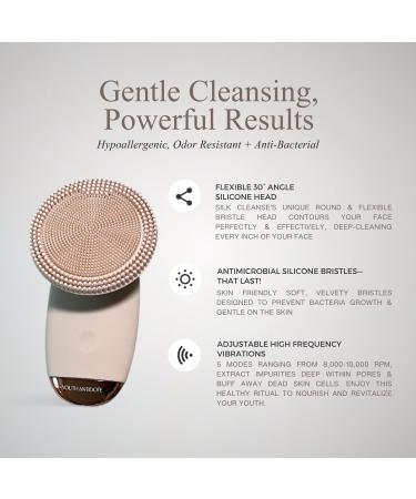 Sonic Facial Cleansing Brush - Waterproof Electric Silicone Face Cleaner with Stand Adjustable Frequency & Magnetic Charger - Velvety Rose - Buy Online on GoSupps.com
