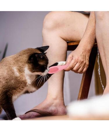 Soft Chin Brush for Pet | Grooming Chin Scrubber Soft Chin Brush | Non-Slip Cleaning Brush Finger Multifunctional Pet Supplies for Cats Pink - Buy Online on GoSupps.com