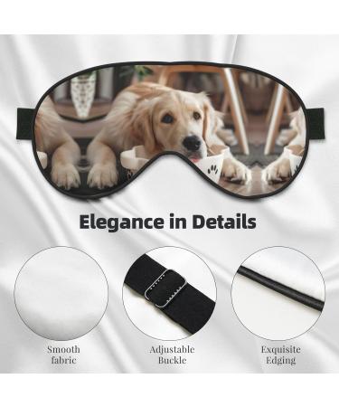 Cute Dog Bone Bowl Woof Paw Print Unisex Sleeping Eye Mask Soft Comfortable Light-Blocking Eye Mask - Buy Online on GoSupps.com