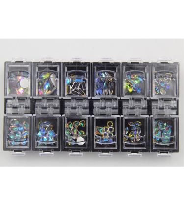 12 Grid Colorful Nail Rhinestones AB Diamond Marquise Glass Stones - Nail Art Decorations - Buy Online on GoSupps.com