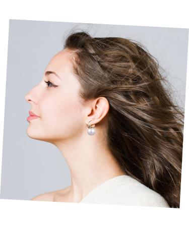 ABOOFAN 1 Pair Pearl Hoops Miss Earring Jewelry Real Gold Plated Copper - Buy Online on GoSupps.com