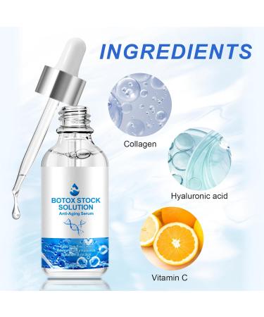 Buy Botox Stock Solution Facial Serum - Anti Aging with Collagen Hyaluronic Acid & Vitamin C for Intense Hydration | 2 Fl Oz - Buy Online on GoSupps.com