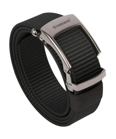 FAIRWIN Ratchet Belts for Men's Casual Nylon Web Belt Golf Belts for Men Adjustable Dress Men's Belts for Jeans Shorts Black M (Waist 36"-42") Adjustable