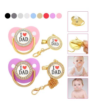 Buy Haolei Rose Gold Bling Baby Pacifier & Clips | Rhinestone Nipple Dummy for Newborns (0-18 Months) - International Shipping Available - Buy Online on GoSupps.com