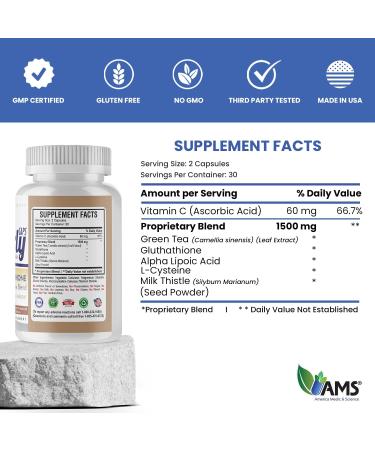 America Medic & Science Pearly Caps | 1500 mg Glutathione Supplement for Anti-Aging & Skin Lightening | 60 Capsules with Vitamin C L-Cysteine & Alpha Lipoic Acid - Buy Online on GoSupps.com