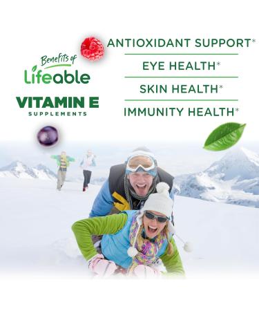 Lifeable Vitamin E Gummies | 400 IU | Great Tasting Vitamin E Supplements | Skin Eye Health and Immune Function Support | VIT E for Adults Men Women | 90 Gummies - Buy Online on GoSupps.com