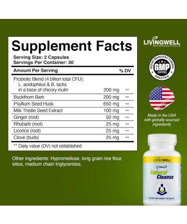 Natural Daily Detox Cleanser - Colon Cleanser for Weight Flush Bowel Movement Supplements for Stomach Bloating Promotes Digestive Health Premium Cleanse Formula for Men and Women 60 Count - Buy Online on GoSupps.com